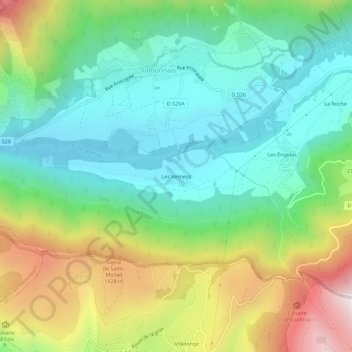 Mappa topografica Les Verneys, altitudine, rilievo