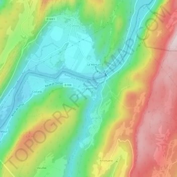 Mappa topografica Coiselet, altitudine, rilievo