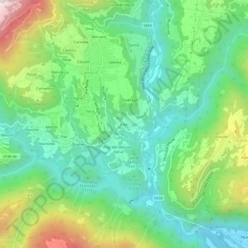 Mappa topografica Cies, altitudine, rilievo