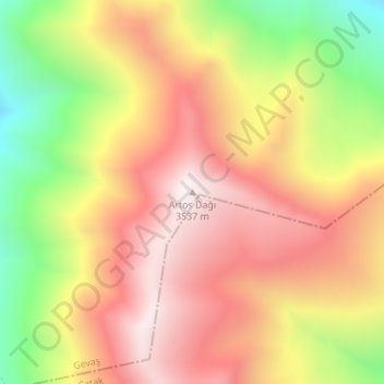 Mappa topografica Mount Artos, altitudine, rilievo