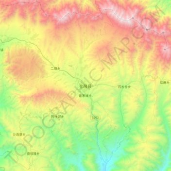 Mappa topografica 化隆县, altitudine, rilievo