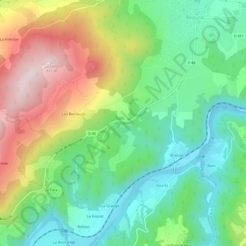 Mappa topografica Les Olliers, altitudine, rilievo