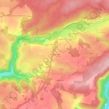 Mappa topografica Chez Bonnard, altitudine, rilievo