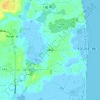 Mappa topografica Süssau, altitudine, rilievo