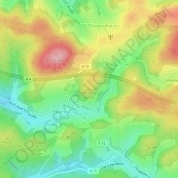 Mappa topografica Kesberg, altitudine, rilievo