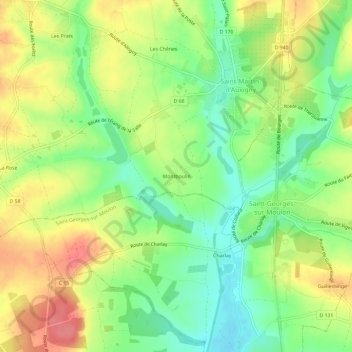 Mappa topografica Montboulin, altitudine, rilievo