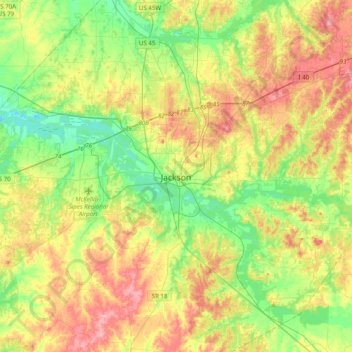 Mappa topografica Jackson, altitudine, rilievo