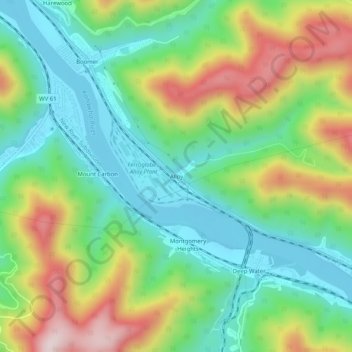 Mappa topografica Alloy, altitudine, rilievo