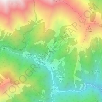 Mappa topografica Occie, altitudine, rilievo