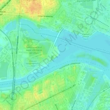 Mappa topografica Коломенка, altitudine, rilievo