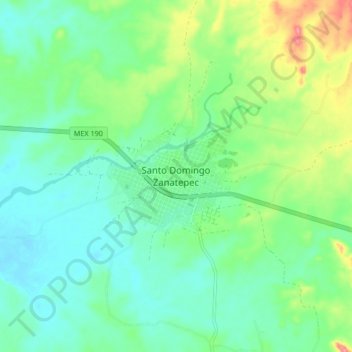 Mappa topografica Santo Domingo Zanatepec, altitudine, rilievo