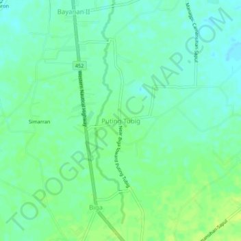 Mappa topografica Puting Tubig, altitudine, rilievo