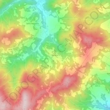 Mappa topografica Bicciano, altitudine, rilievo