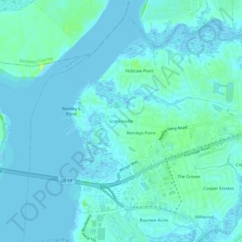 Mappa topografica Scanlonville, altitudine, rilievo