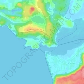 Mappa topografica Tiracol, altitudine, rilievo