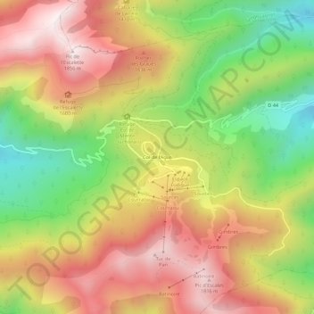 Mappa topografica Col de l’Agus, altitudine, rilievo