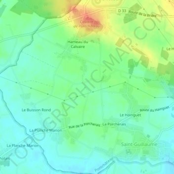 Mappa topografica La Bernerais, altitudine, rilievo