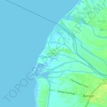 Mappa topografica Mindoro, altitudine, rilievo