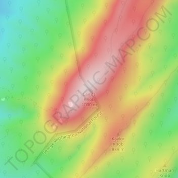 Mappa topografica Lairds Knob, altitudine, rilievo