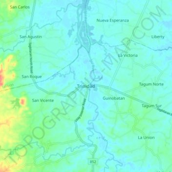 Mappa topografica Trinidad, altitudine, rilievo
