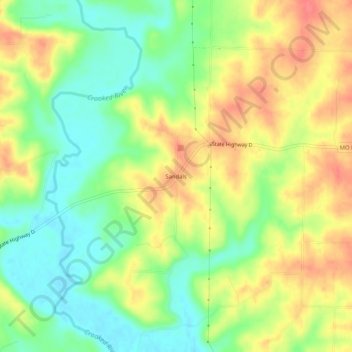 Mappa topografica Sandals, altitudine, rilievo