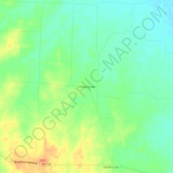 Mappa topografica China Grove, altitudine, rilievo