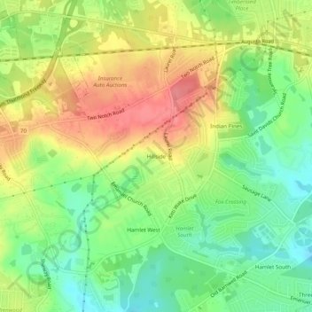 Mappa topografica Hillside, altitudine, rilievo