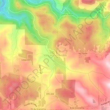 Mappa topografica Vale dos Vinhedos, altitudine, rilievo