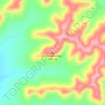 Mappa topografica Chalk Mountain, altitudine, rilievo