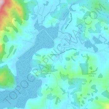 Mappa topografica Herekino, altitudine, rilievo