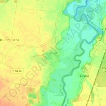 Mappa topografica Zodel, altitudine, rilievo