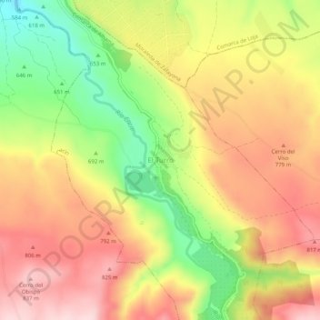 Mappa topografica El Turro, altitudine, rilievo