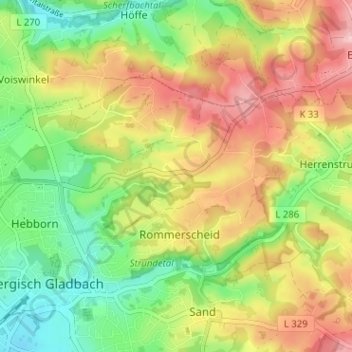 Mappa topografica Grube/Kley, altitudine, rilievo