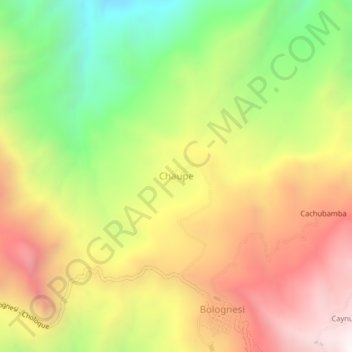 Mappa topografica Chaupe, altitudine, rilievo