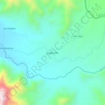 Mappa topografica Jaygua Alta, altitudine, rilievo