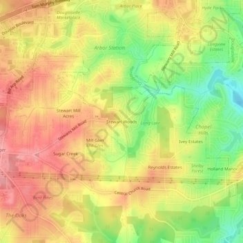 Mappa topografica Stewart Woods, altitudine, rilievo