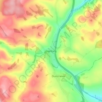 Mappa topografica Glenfarg, altitudine, rilievo
