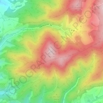 Mappa topografica Lindenstein, altitudine, rilievo