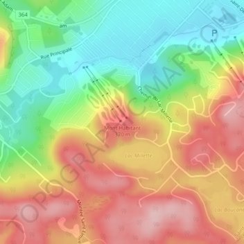 Mappa topografica Mont Habitant, altitudine, rilievo