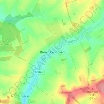 Mappa topografica Brown Candover, altitudine, rilievo