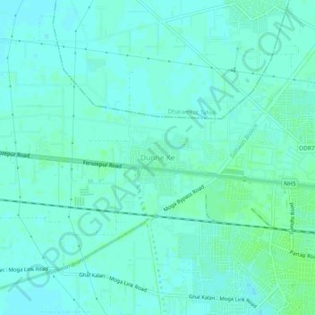 Mappa topografica Dunne Ke, altitudine, rilievo