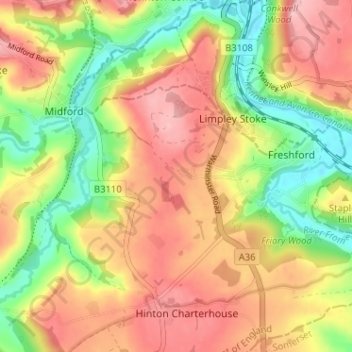 Mappa topografica Pipehouse, altitudine, rilievo
