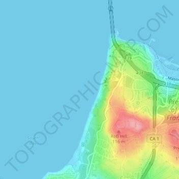 Mappa topografica Helmet Rock, altitudine, rilievo