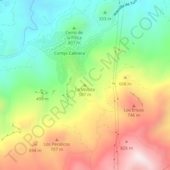Mappa topografica La Molata, altitudine, rilievo