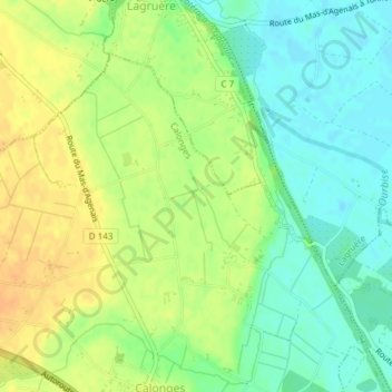 Mappa topografica Rivière, altitudine, rilievo