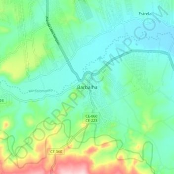 Mappa topografica Barbalha, altitudine, rilievo