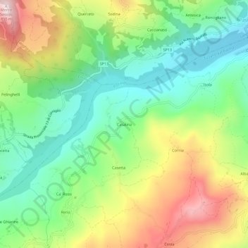 Mappa topografica Casalina, altitudine, rilievo
