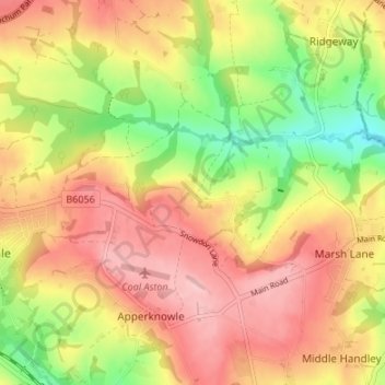 Mappa topografica Troway, altitudine, rilievo