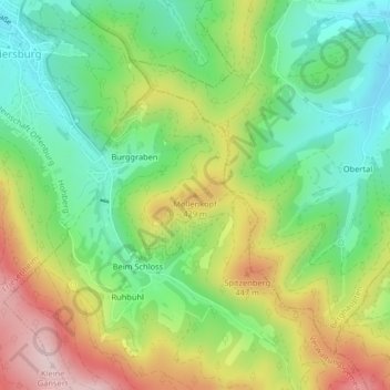 Mappa topografica Mollenkopf, altitudine, rilievo