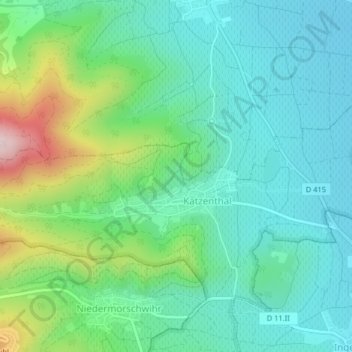 Mappa topografica Rimmel, altitudine, rilievo